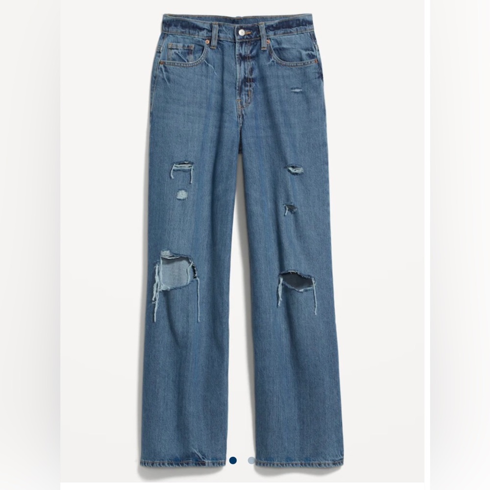 Wide leg distressed jeans